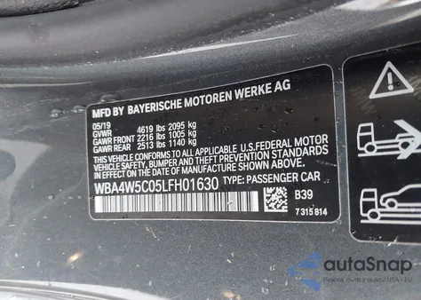 2020 BMW 430I xDrive из США, поврежденный, VIN WBA4W5C05LFH01630